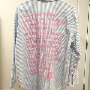 Sundry, Bathing Suit Cover UP, White w/light blue stripes